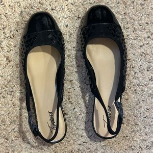 Trotters Black Dea Quilted Woven Round Toe Slingback Pumps Size 9.5W $115